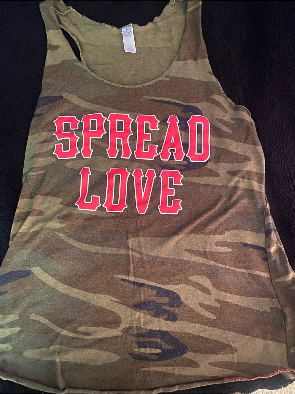 Olive Green Knit Tank Top with Red Accent
